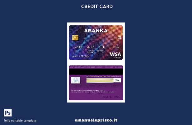 stile verificato modello di carta classica per visto bancario Slovenia Abanka d.